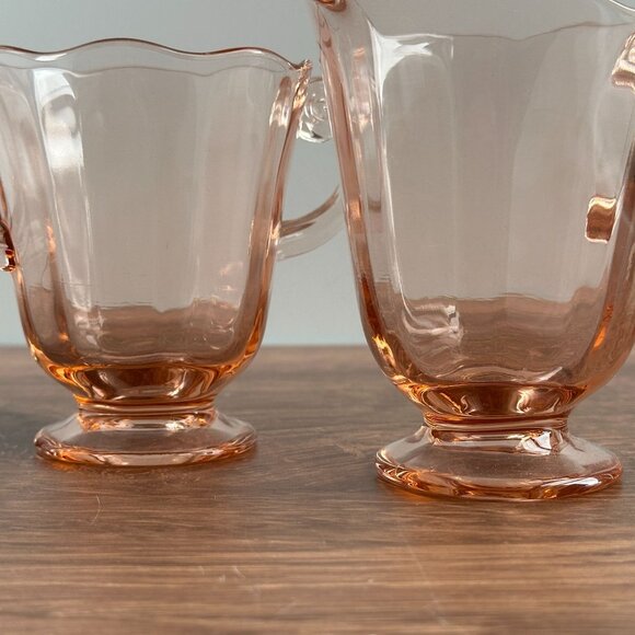 Fostoria Fairfax Pink Depression Glass Creamer & Sugar - Picture 2 of 7
